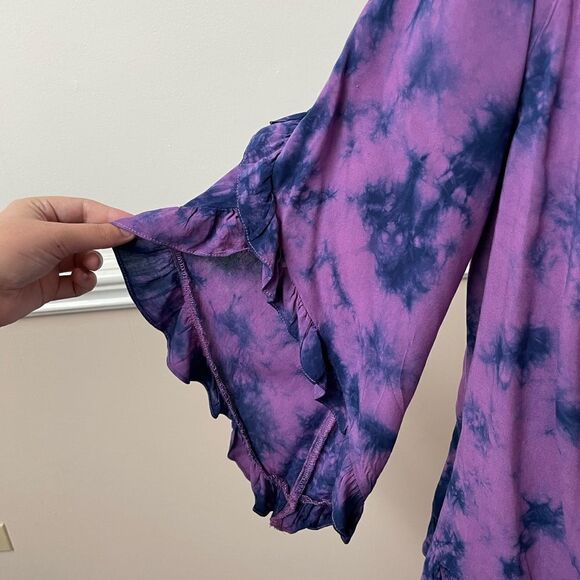 NWT True Craft Purple and Navy Tie Dye Blouse - Picture 2 of 6